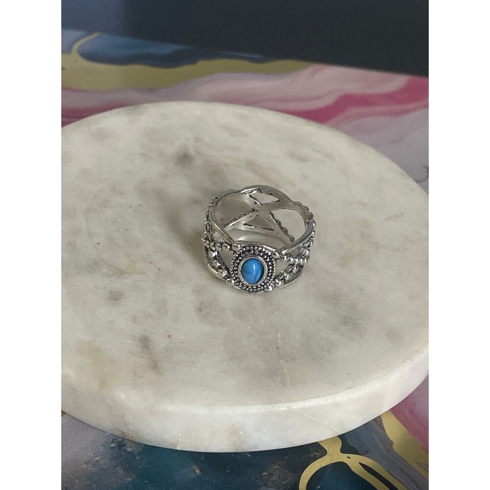 4.5 Silver Red synthetic gem Ring